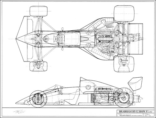 Brabham BT52 vonalrajza. Készítette: Toni Cairoli