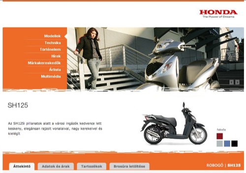 A Honda SH125i robogó magyar honlapja