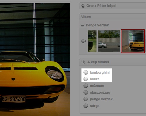A szemantikailag precíz címkézés illusztrálása a szerző egy Lamborghini Miuráról készített fotóján