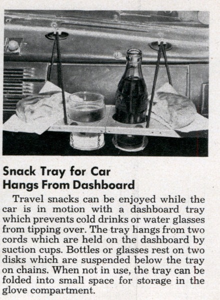 1950-es, tapadókorongos pohártartó és uzsonnástálca. Forrás: Popular Mechanics